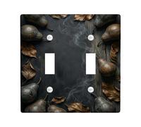 Pears - Placa de cubierta de interruptor de luz doble para cocina, hojas rústicas de otoño, humo, otoño, plástico, tamaño estándar, placas de interruptor de pared, detalles para sala de estar