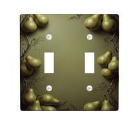 Pears - Placa de cubierta de interruptor de luz doble para cocina, ramas rústicas naturales, de plástico, tamaño estándar, placas de pared decorativas para el hogar, sala de estar, decoración de