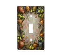 Pears - Placa de cubierta de interruptor de luz individual para cocina, jarras rústicas de uvas naturales, plástico verde otoño, placa de interruptor de tamaño estándar, decorativa para el hogar, sala