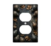 Pears - Placa de pared dúplex para cocina, diseño de hojas rústicas de otoño, color marrón ahumado, plástico, tamaño estándar, para tomas eléctricas, para sala de estar, dormitorio, decoración de