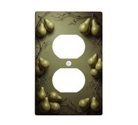 Pears - Placa de pared dúplex para cocina, diseño rústico natural, ramas de vid verde otoño, tamaño estándar, doble toma de corriente, para decoración del hogar, sala de estar, nuevo apartamento