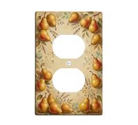 Pears - Placa de pared dúplex para cocina, hojas rústicas vintage, lavanda, otoño, plástico, tamaño estándar, doble toma de corriente, para sala de estar, dormitorio, decoración de oficina en casa