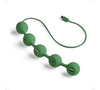 Peas HUB - Adaptador USB C Lexon, Multipuerto USB con 2 puertos USB-A y 2 puertos USB-C, carga y transferencia de datos para computadora, tabletas, smartphones, protección contra el calor (verde