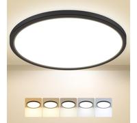 Peasur Plafon Led Techo Baño, Plafon Redondo Techo Led 3000/3500/4000/5000/6500K 24W, Lámpara Delgada Impermeable, Para Sala De Estar Baño Dormitorio Cocina Pasillo Sótano Oficina, 33 * 1.6cm 1Pack