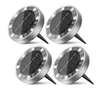 Peasur4 Paquetes Luces Solares LED Exterior Jardin Suelo,8 LED Luz Solar Exterior Jardin, IP65 Impermeable Luces Solares para Patio, Camino, Césped, Blanco Frío