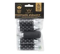 Peaty's Cartuchos de CO2 con Rosca para Inflador de Bicicleta - 5 Recargas de 16g con Funda Protectora Anticongelante, Compatible con Infladores Roscados, Diseño único de Base Cerrada