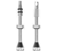 Peaty's Holeshot Fast Flow Válvulas tubeless - Diseño antiobstrucciones de Alto Flujo de Aire, Montaje rápido de neumáticos, Aluminio 7075, Compatible con Inserciones de Llantas MTB, 60mm Plata