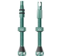 Peaty's Holeshot Fast Flow Válvulas tubeless - Diseño antiobstrucciones de Alto Flujo de Aire, Montaje rápido de neumáticos, Aluminio 7075, Compatible con Inserciones de Llantas MTB, 60mm Jade