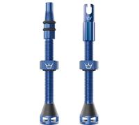 Peaty's Holeshot Fast Flow Válvulas tubeless - Diseño antiobstrucciones de Alto Flujo de Aire, Montaje rápido de neumáticos, Aluminio 7075, Compatible con Inserciones de Llantas MTB, 60mm Azul Marino