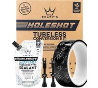 Peaty's Kit de conversión de Rueda sin cámara - Enduro y DH - Cinta de 30 mm, válvulas de 42 mm, 2 Bolsas selladoras de biofibra Holeshot de 120 ml, Negro, 30 mm Enduro y DH