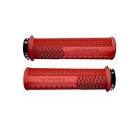 Peaty's Monarch Mangos para Bicicleta con Agarre Superior - Textura Moleteada, Almohadilla Extendida para Pulgar, Amortiguación de Impactos, Ergonómicos y Alto Confort - 32-34 mm, Rojo