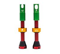 Peaty's X 50to01 MK2 Válvulas Presta sin CáMara - Válvulas con Llave de Radio y Extractor de NúCleo, Compatible con Insertos y Bicicletas de Montaña y Carretera, Aluminio 7075-42mm, Rasta