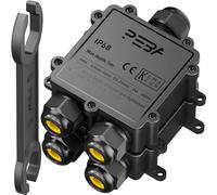 PEBA® Cajas de Conexiones Impermeables IP68, Conector de cable estanco,Caja de conexiones de conector de cable Exterior de 3 vías, Apto para cables Ø4-14 mm Caja Conexiones Negro,2 piezas