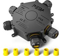 PEBA® Cajas de Conexiones Impermeables IP68, Conector de cable estanco, Caja de conexiones de conector de cable Exterior Grande de 5 vías Redondo, Apto para cables Ø4-14 mm Caja Estanca, Negro