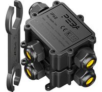 PEBA® Cajas de Conexiones Impermeables IP68, Conector de cable estanco,Caja de conexiones de conector de cable Exterior de 3 vías, Apto para cables Ø4-14 mm Caja Estanca Negro 2 piezas