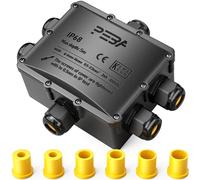 PEBA® Cajas de Conexiones Impermeables IP68, Conector de cable estanco, Caja de conexiones de conector de cable Exterior Grande de 6 vías, Apto para cables Ø4-14 mm Caja Estanca, Negro