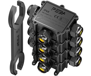 PEBA® Cajas de Conexiones Impermeables IP68, Conector de cable estanco,Caja de conexiones de conector de cable Exterior de 3 vías, Apto para cables Ø4-14 mm Caja Estanca Negro 4 piezas
