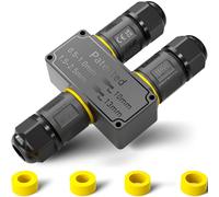 PEBA Conector de cable estanco IP68, Caja de Conexión Impermeable, Conector eléctrico 3 vías de 3 pines, Manguito de conexión exterior para cables de jardín para cables de 4-12 mm