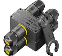 PEBA Conector de cable estanco IP68, Caja de Conexión Impermeable, Conector eléctrico 3 vías de 3 pines con llave inglesa, Manguito de conexión exterior para cables de 4-12 mm, 2 piezas