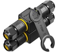 PEBA Conector de cable estanco IP68, Cajas de Conexiones Impermeables, Conectores electricos rapidos de 2 vías,Manguito de conexión eléctrico exterior 3 pines para jardín apto para cables 4-12mm 2 Pcs