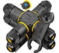 PEBA® Conector de cable estanco IP68,Cajas de Conexiones Impermeables,Conectores electricos rapidos de 4 vías,Manguito de conexión eléctrico exterior 3 pines para jardín apto para cables 4-12mm 2pcs