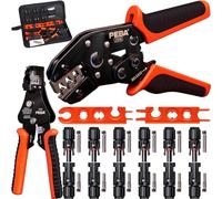 PEBA Juego de alicates de engaste solar para cable de panel solar de 2,5/4/6 mm², con conector de cable para panel solar macho/hembra, crimpadora para sistema solar fotovoltaico + pelacables