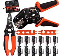 PEBA Juego de Pinzas Fotovoltaicas para Panel Solar de 2,5/4/6 mm², Conectores Macho/Hembra, Llave para Enchufe, Crimpadora y Pinza Pelacables para Instalación Fotovoltaica