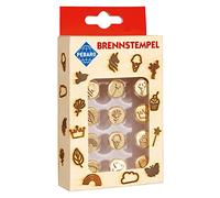 Pebaro-12 Sellos de latón para pirograbado, Varios diseños como Cupcakes, Elfos, Estrellas, etc. para Quemar Madera, Cuero, Corcho y Otros Materiales (Peter Bausch GmbH & Co. KG 20700)