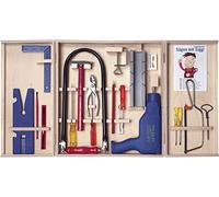 Pebaro 408PL - Armario de Sierra de Hoja caduca de Calidad, 28 Piezas, Juego Completo en Armario de Madera, Herramientas de Acero, Arco de Sierra de marquetería Fabricado en Alemania, Taladro,