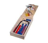 Pebaro Caja de sierra de hoja de calidad 452 con tapa deslizante, que es al mismo tiempo placa de arte, 23 piezas, juego de manualidades, arco de sierra de hoja fabricado en Alemania, manualidades con