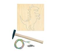 Pebaro NB3-SET - Kit de decoración de uñas creativo, kit de manualidades, imagen de hilo, diseño de cuerda, con diseño de dinosaurios preimpresos, incluye clavos, hilo de colores y martillo,