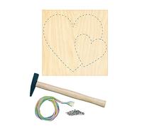 Pebaro NB6-SET - Kit de decoración de uñas creativo, kit de manualidades, imagen de hilo, diseño de cuerdas, con diseño de corazón, incluye clavos, hilo de colores y martillo, manualidades con madera,