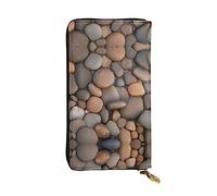Pebbles in the beach - Cartera de mano funcional para mujer, diseño delgado y minimalista, piel sintética con cremallera de metal, Negro -, Talla única, Classic