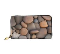 Pebbles In The Beach - Cartera larga con cremallera para mujer, 7.48 x 4.13 pulgadas, viene con ranuras para tarjetas de crédito en el interior, ligera y duradera., Negro -, Talla única, Moderno