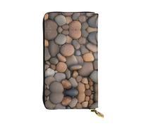 Pebbles in the beach - Cartera larga de piel para niñas y mujeres con múltiples compartimentos, color negro, talla única, Black, Talla única