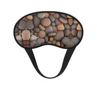 Pebbles in The Beach - Cómoda máscara de dormir de satén con borde negro para bloquear la luz y dormir reparador