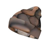 Pebbles in The Beach - Gorro de punto estampado, cálido y transpirable, versátil para clima frío, color negro