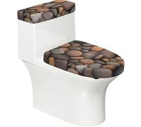 Pebbles in the Beach - Juego de tapa elástica para inodoro y cubierta de tanque, decoración de baño elástica suave para decoración ovalada en forma de U
