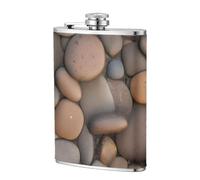 Pebbles in the Beach - Petaca de cuero de 8 onzas, termo de whisky de acero inoxidable para bebidas, juego de licor de bolsillo para hombres, boda, padrino de boda