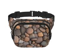 Pebbles in the Beach - Riñonera cuadrada de doble capa, unisex, para correr, viajar, senderismo, fitness, color negro, talla única, Negro, One Size
