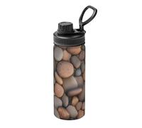 Pebbles in the beach - Termo deportivo de acero inoxidable de 18 onzas, adecuado para hombres y mujeres, conservación eficiente del calor, fácil de transportar