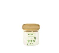 PEBBLY Caja de Cristal Cuadrada con Tapa de bambú, 800 ml