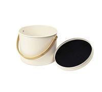 Pebbly - Cubo de compostaje para Interiores de Acero con Mango de bambú - 7 litros - Ø 22 x 25 cm - Incluye Filtro de carbón Vegetal antiolores, Elegante, Duradero