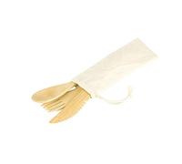 Pebbly - Juego de 3 cubiertos reutilizables de bambú - Pack de 3 - Cubiertos portátiles y reutilizables para el descanso de la comida sin residuos