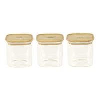 Pebbly PKV-015 - Caja de Cristal de borosilicato, bambú, Silicona, Transparente, 11 x 11 x 11 cm