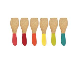 Pebbly NBA021 - Set de 6 espátula raclette, bambú, Multicolor