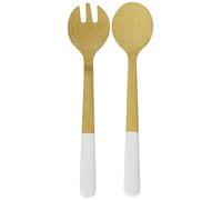 PEBBLY nba105 Cubiertos para Ensalada, bambú, Blanco, 31 x 10 x 5 cm | Servir Mezclar y Preparar, mangas largas para todo tipo de ensaladera
