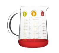 PEBBLY PKM-1000R - Jarra medidora/dosificador 1L (Cristal y Silicona - Cristal Multicolor 11,9 x 11,9 x 15,8 cm).