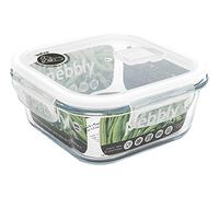 PEBBLY - Recipiente Cuadrado de Vidrio para almacenar Alimentos - 800 ml - Almacena, calienta y transporta Tus Alimentos, 100% hermético