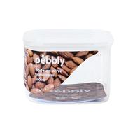 PEBBLY - Recipiente de vidrio alto y cuadrado con tapa de vidrio - 500 ml - Almacenamiento optimizado para una cocina organizada, protege tus alimentos secos y reduce el desperdicio